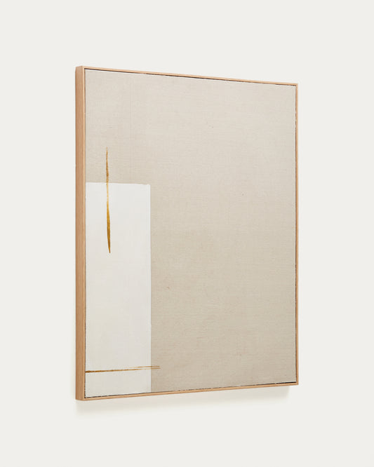 Salin apstraktna slika sa vertikalnom bež platnenom trakom 80 x 100 cm