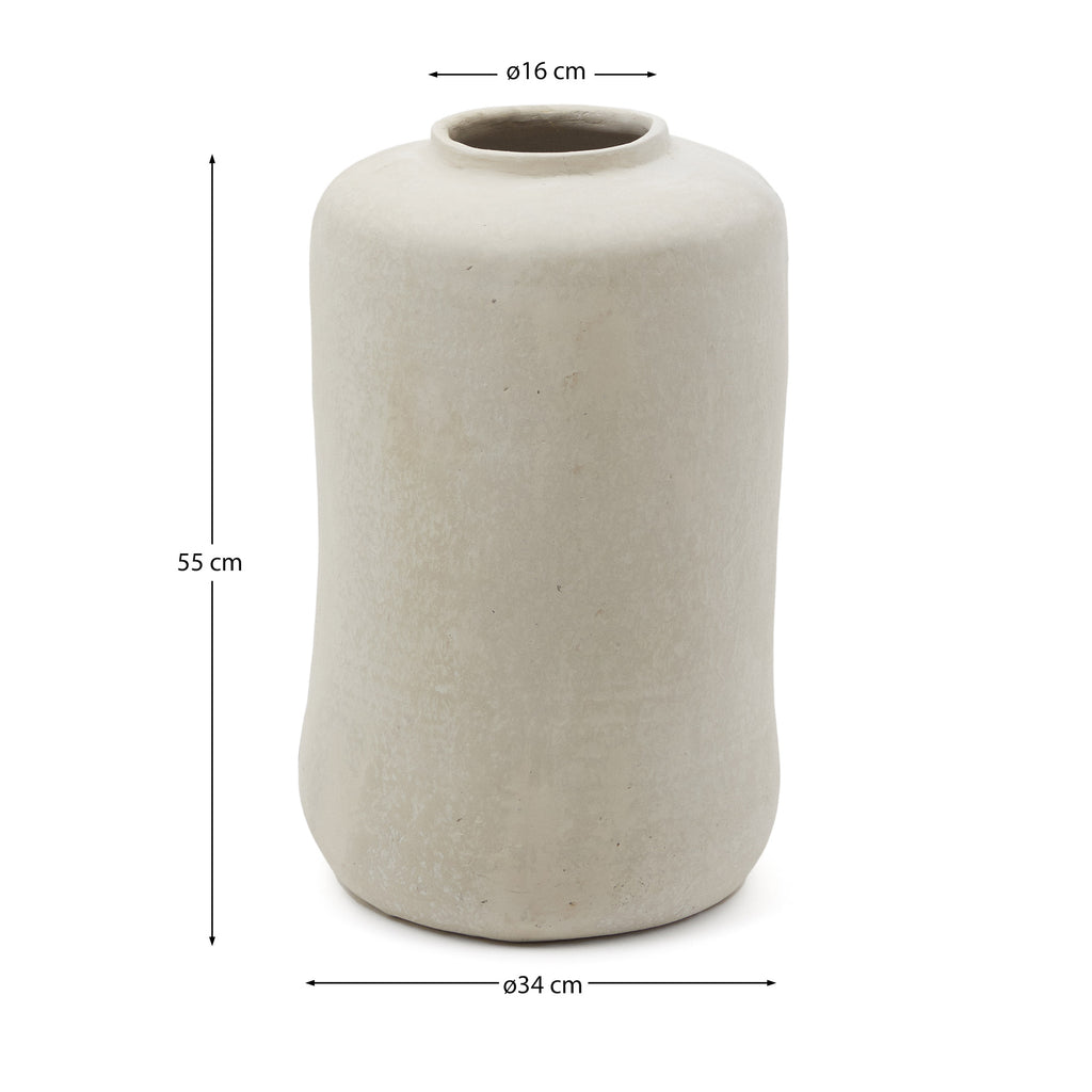 Serina papir-maše vaza u beloj boji 34 cm