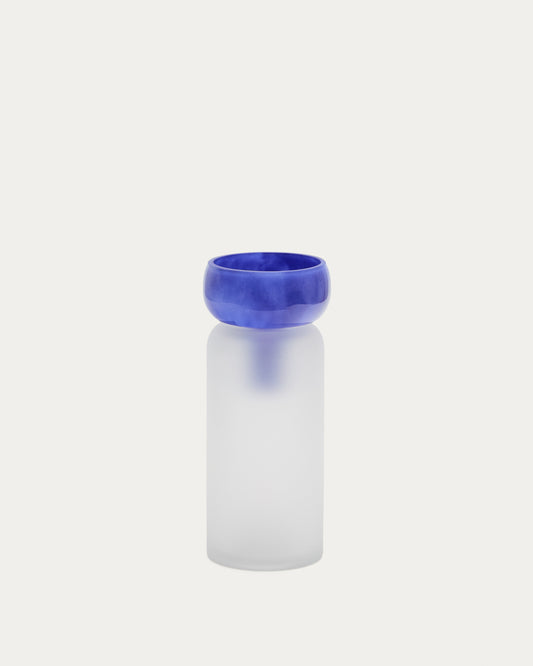 Kelse providno-plava staklena vaza, 30.5 cm