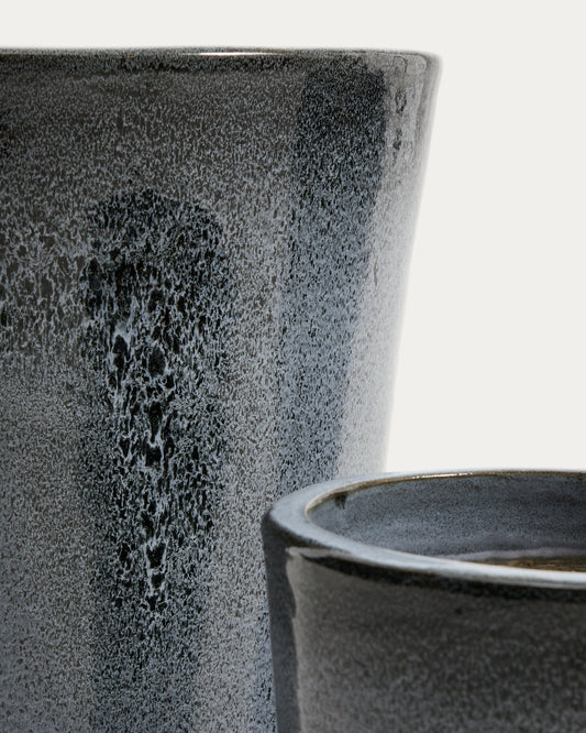 Rotja set od 3 sadilice od terakote sa glaziranom plavom završnom obradom Ø 26 / 35 / 47 cm