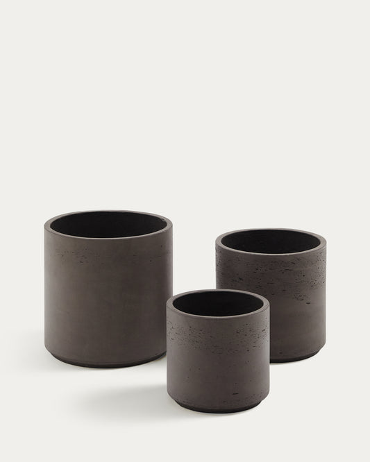 Sintina set od 3 saksije od cementa i fiberglasa, sive, Ø 23 cm / Ø 27.5 cm / 32 cm