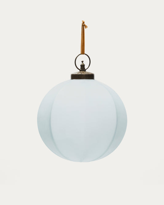 Talve Christmas bauble made of white recycled glass, Ø 20 cm