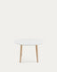 Oqui oval extendable MDF table with white lacquer and solid beech legs 120 (200) x 90 cm