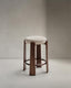 Granite chair in beige chenille and solid ash wood with walnut finish FSC 100% 75cm