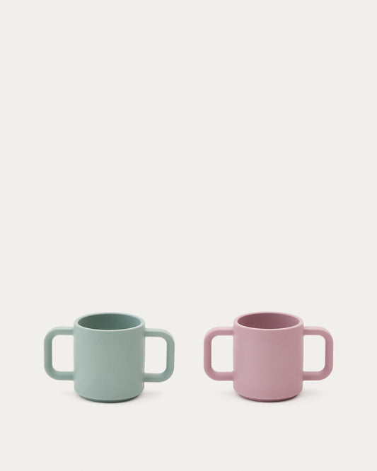 Lily set of two cups in pink and turquoise silicone