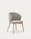 Darice chair made of brown chenille and solid beech wood in a natural finish FSC 100%