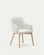 Nelida chair in beige chenille and solid beech wood in natural finish FSC 100%