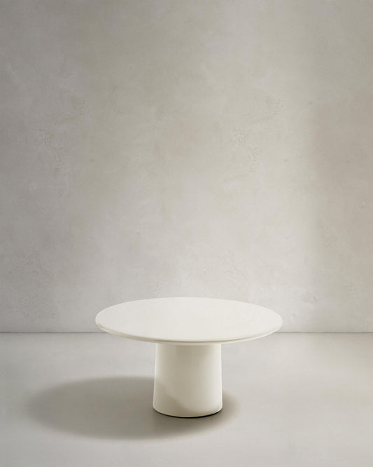 Albanella cement coffee table with glossy white finish Ø85cm