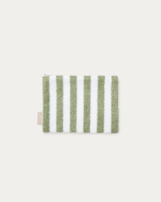 Nuni cotton toiletry bag with green and white stripes