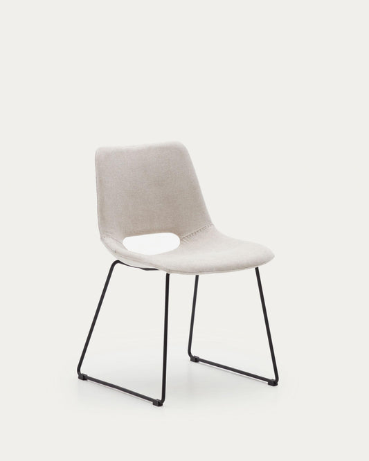 Zahara chair in beige color with steel legs in black color FSC 100%