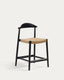 Nina chair in solid acacia wood with black finish and beige cords height 62 cm