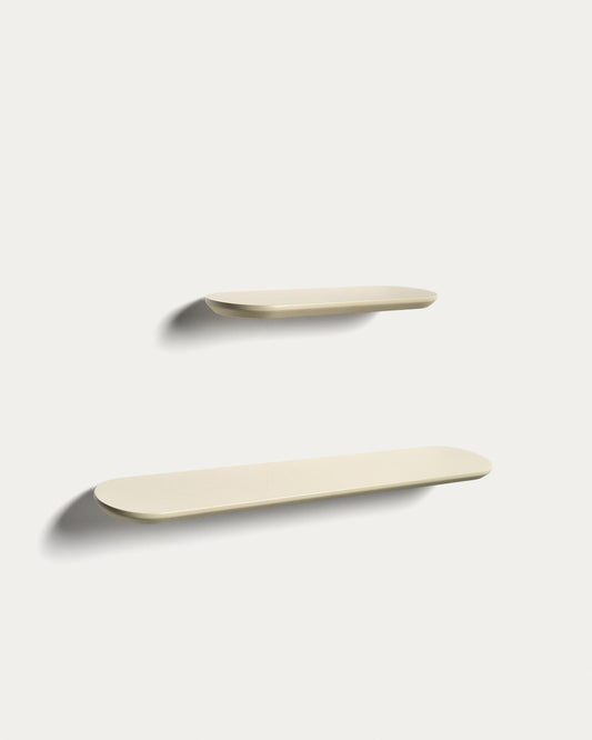Arely set of 2 shelves made of MDF with beige lacquer 35 cm / 55 cm