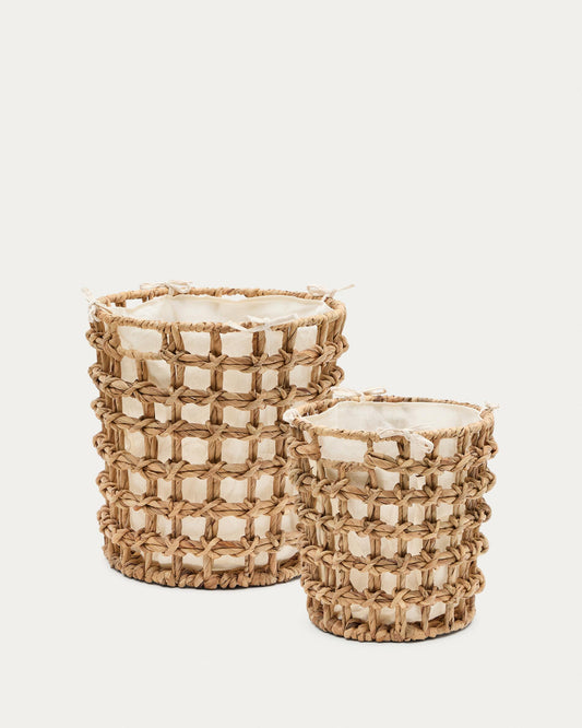 Dylam set of 2 natural fiber baskets, Ø 30 cm / Ø 38 cm