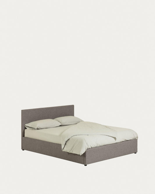 Nahiri bed with lifting mechanism, gray, for mattress 150 x 200 cm