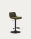 Zenda chair in dark green chenille and matt black steel height 81-102 cm FSC 100%
