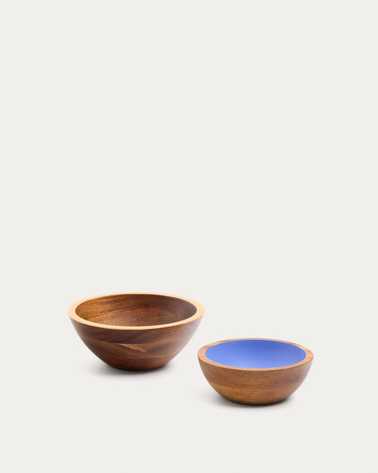 Zaira's set of 2 multicolored FSC bowls made of 100% acacia wood