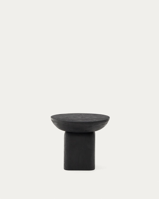 This side table made of solid acacia wood with a black finish FSC 100% Ø50cm