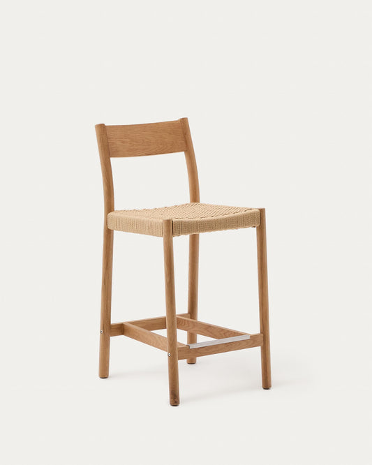 Yalia chair with solid oak back in natural finish and rope seat, 65 cm FSC 100%