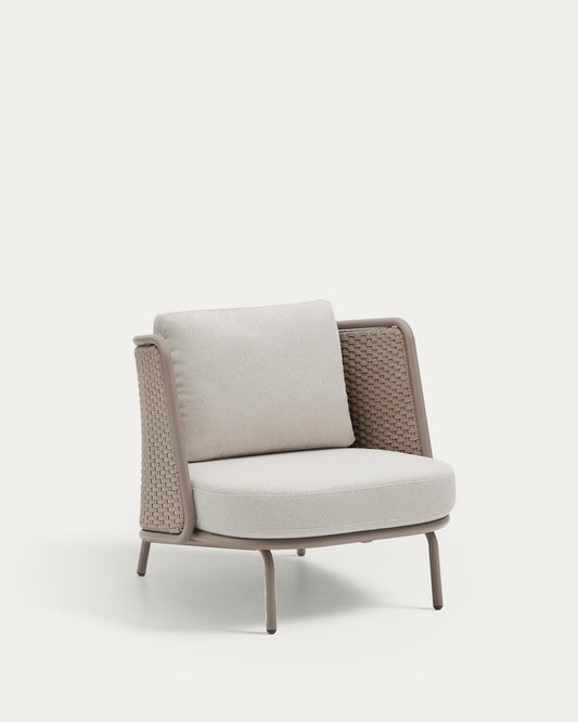 Sedalis outdoor armchair made of aluminum and dark red rope