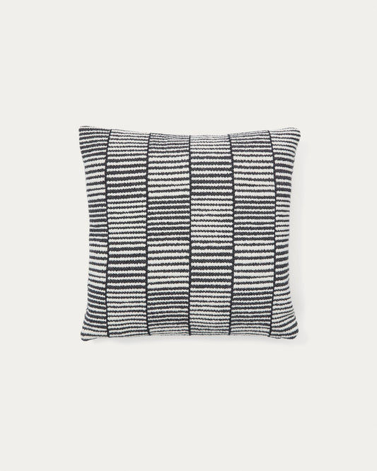 Levu black and white striped, 100% cotton cushion cover, 45 x 45 cm