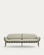Joncols outdoor 3-seater sofa in aluminium with green painted finish and beige cushions 224cm