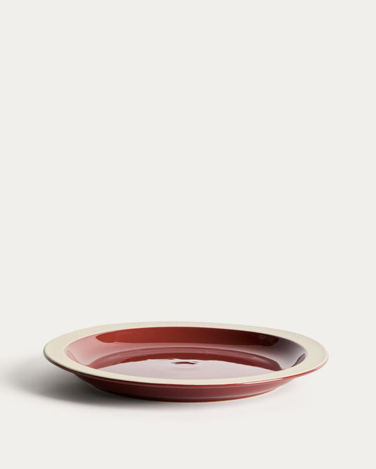 Doren dark red ceramic plate