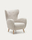 Patio beige armchair with solid beech wood legs FSC Mix Credit