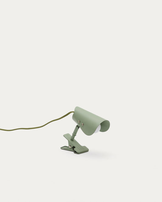 Jula small lamp with green metal clamp