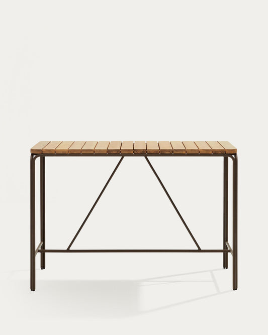 Salguer čvrsti stol od bagrema i braon čelika, pogodan za spoljašnju upotrebu, 140 x 70 cm FSC 100%