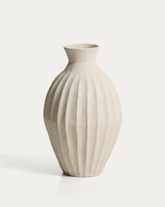 Vase Arquena made of waving paper beige 67 cm