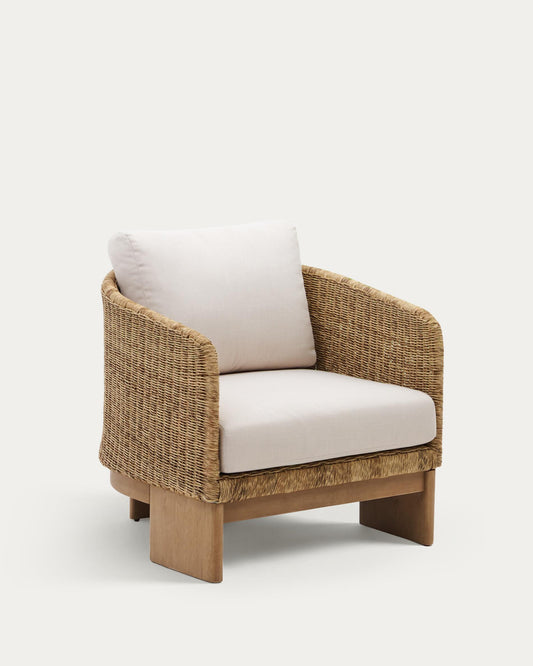 Xoriguer armchair made of synthetic rattan and solid eucalyptus wood FSC 100%