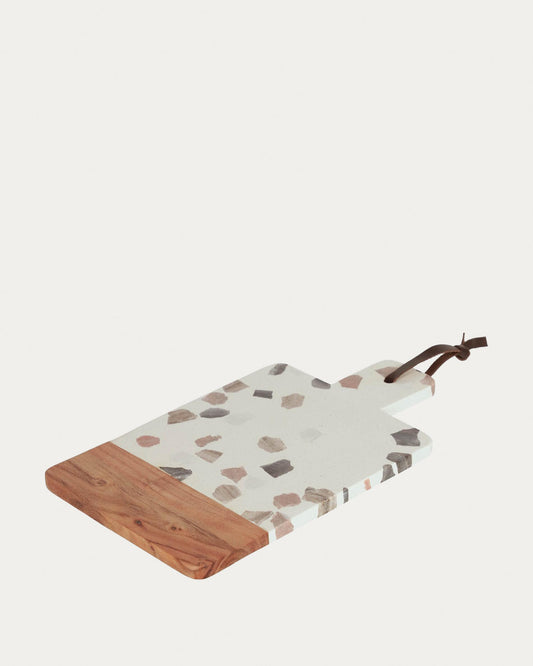 temira wood and multi-colored terrazzo serving board