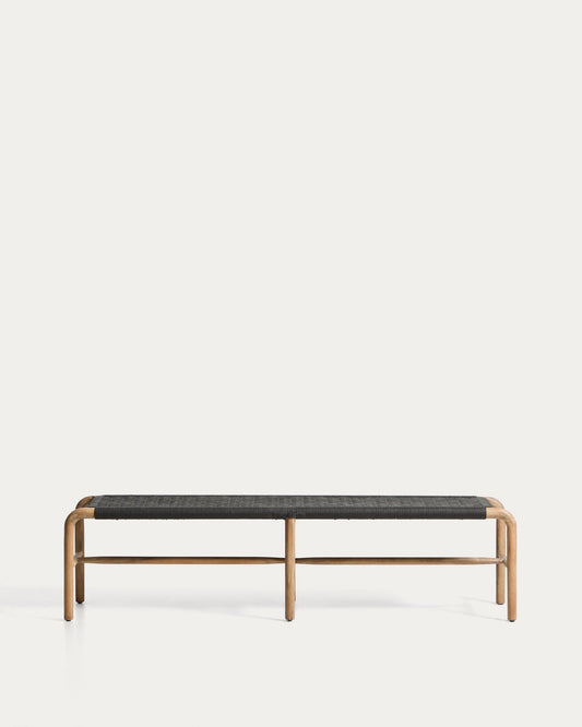 SS26COL1 Bench made of solid FSC 100% acacia wood and dark gray rope 200 cm
