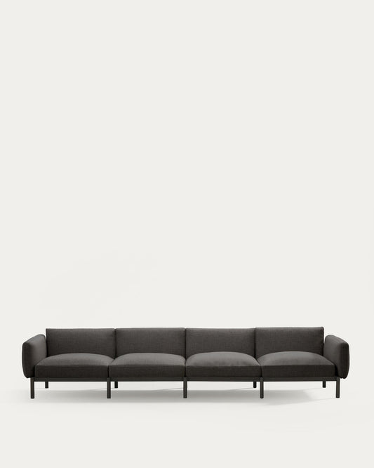 Sorells 4-seater modular outdoor sofa in aluminum with gray finish 370 cm