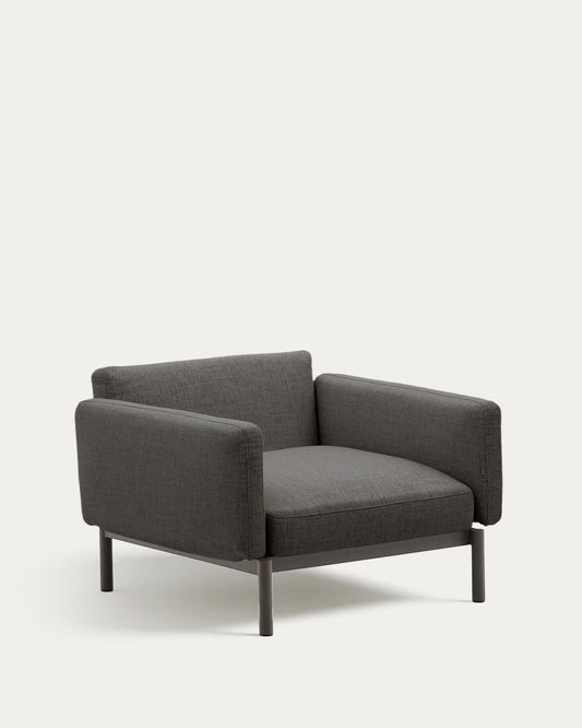 Sorells modular outdoor armchair in aluminum with a gray finish