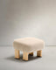 No Beige Chenille Stool with Solid Ash Legs Natural Finish 65x55.4cm FSC 100%