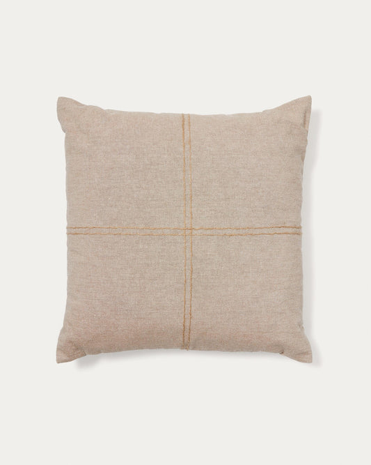 Sulken beige cotton cushion cover with beige embroidery, 45 x 45 cm