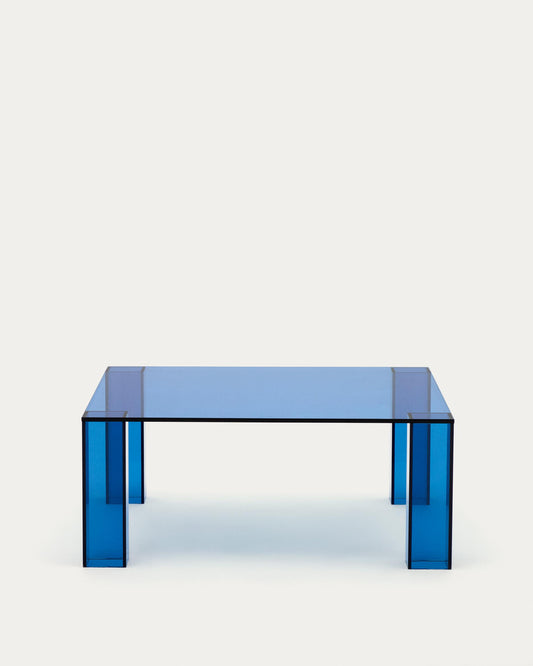 Adularia blue, tempered glass side table, 85 x 85 cm