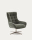 teryl swivel green chenille armchair with gray metal, FSC 100%