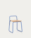 Ash veneer chair with blue metal structure