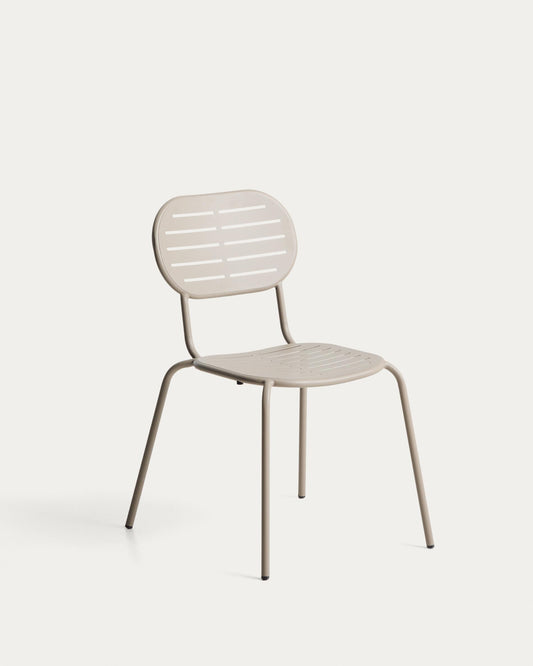 Brai stackable outdoor chair in taupe galvanised steel