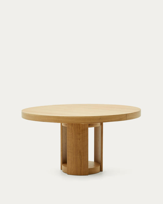 Artys solid oak and veneer round extendable table, 150 (200) cm x 80 cm FSC 100%