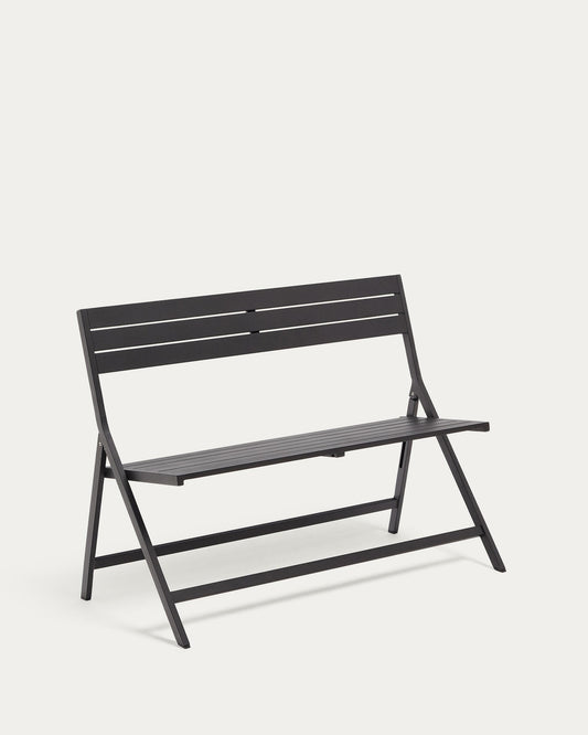 Collapsible outdoor turret bench in aluminum with a dark gray finish