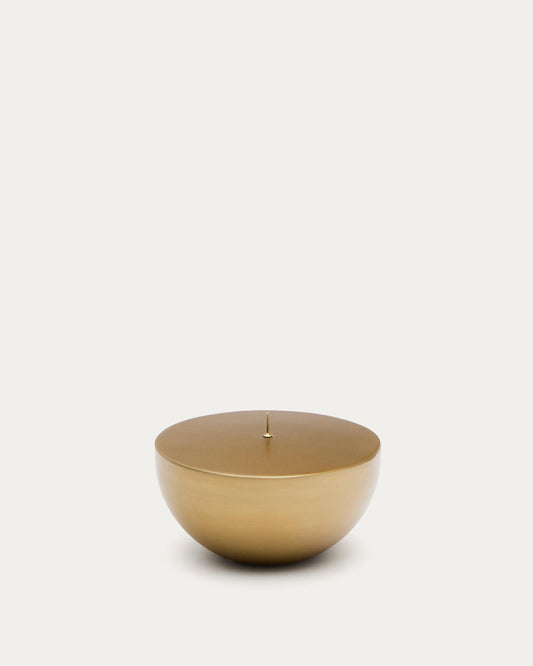 Quira large gold colored stainless steel candle holder