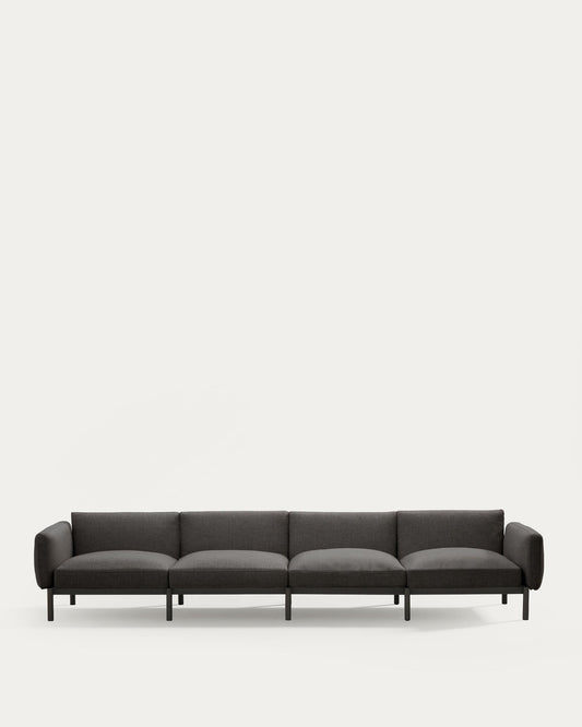 Sorells modular 4-seater outdoor sofa in aluminium with grey finish 370 cm