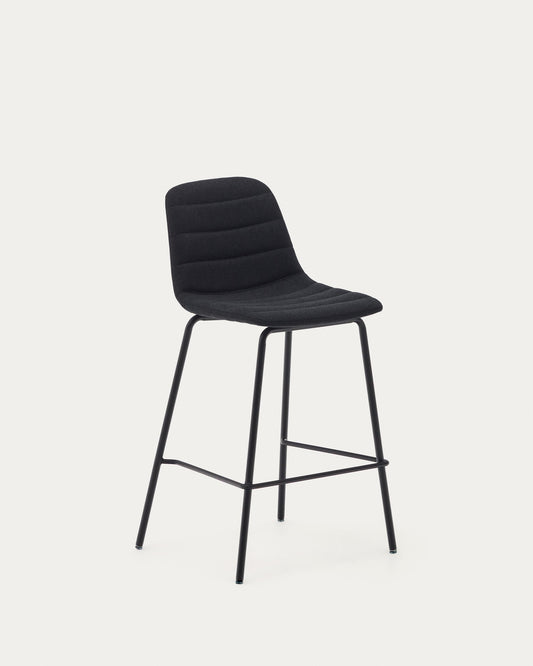 Zunilda chair in black chenille and steel with matt black height 65 cm FSC 100%