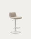 Zenda chair in beige chenille and matt white steel 81-102 cm FSC 100%
