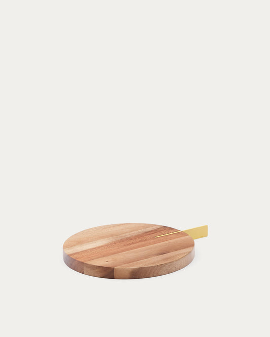 Zairin serving board made of FSC 100% acacia wood and yellow metal