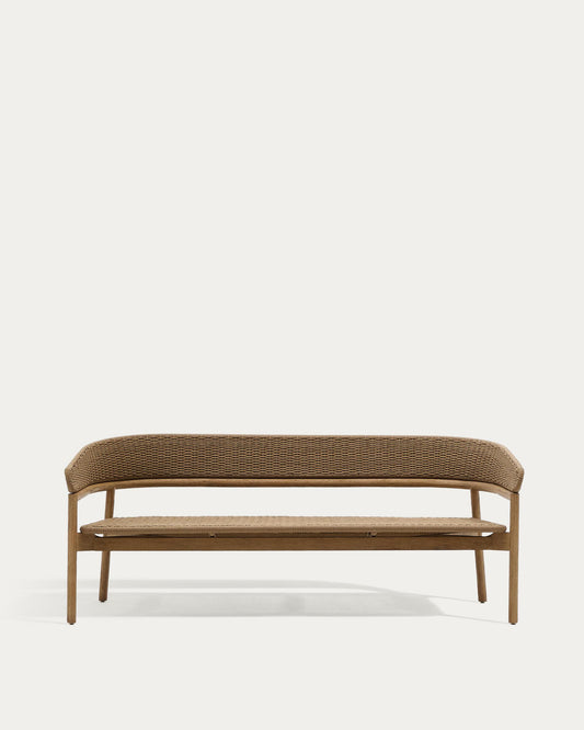 Arinella sofa in FSC 100% solid acacia wood with natural finish and beige rope 167 cm