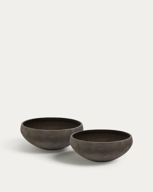 Set of 2 Nura terracotta cement planters Ø55 cm